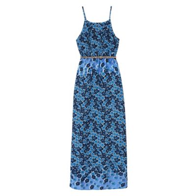 Yumi Girl Blue Fading Floral Print Maxi Dress